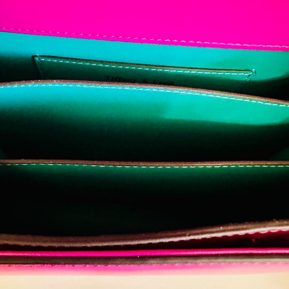 TIFFANY & FRED PARIS SERPENTINE FUCHSIA SMOOTH LEATHER TOP HANDLE CROSSBODY BAG - Picture 11 of 13